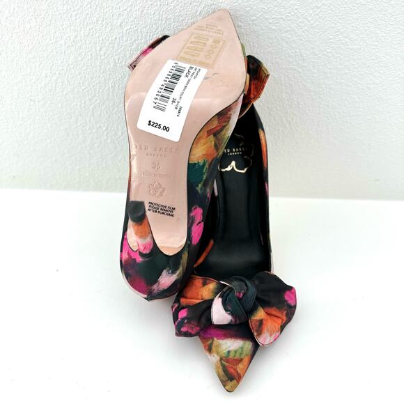 Ted Baker Ryoh Black Art Print 100Mm Bow Court Shoes Women's 6 (36) NEW - Picture 8 of 8